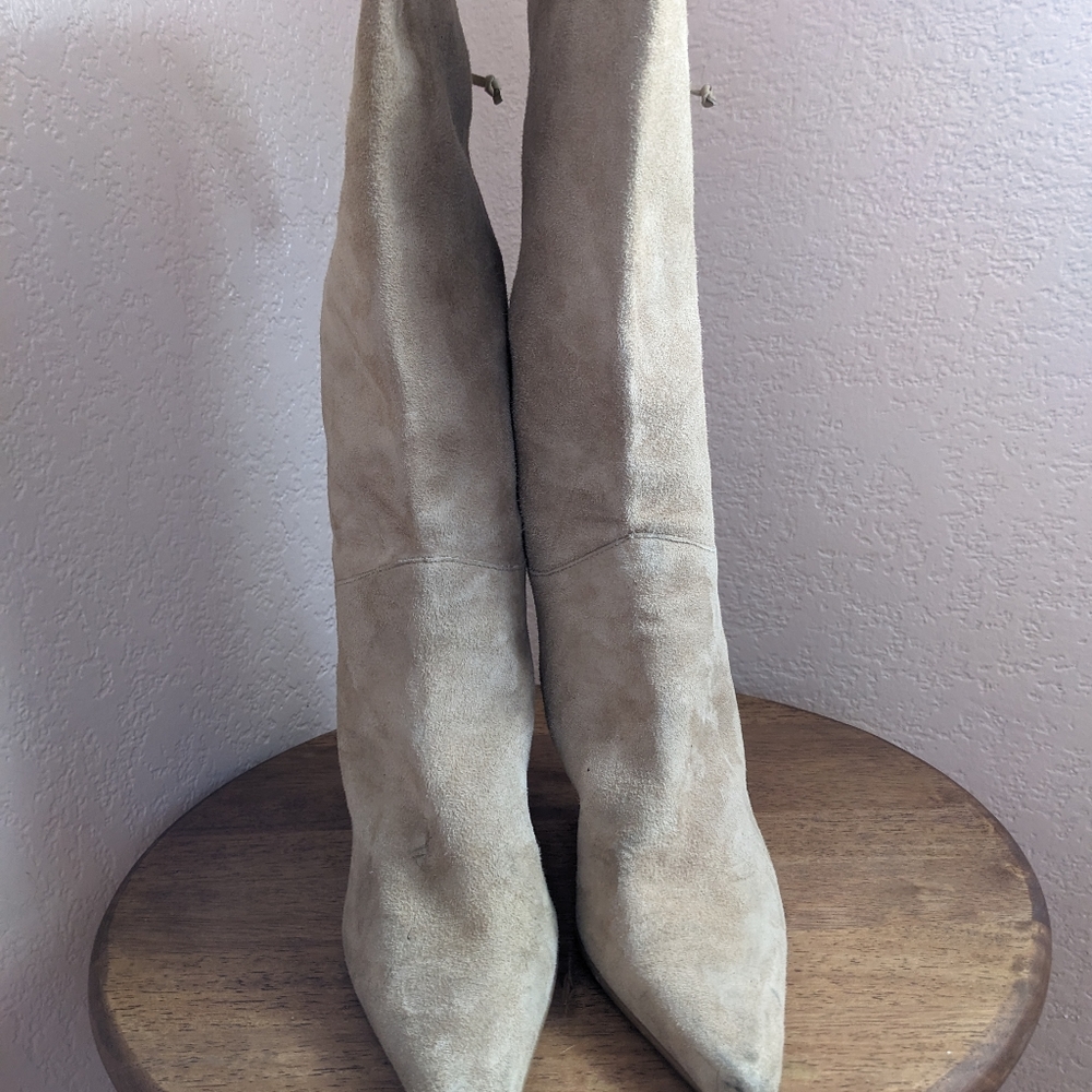 Ann Taylor size 7.5 beige suede leather boots.